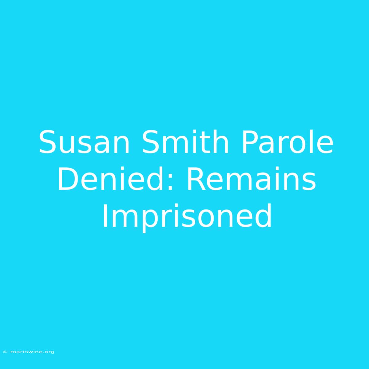 Susan Smith Parole Denied: Remains Imprisoned