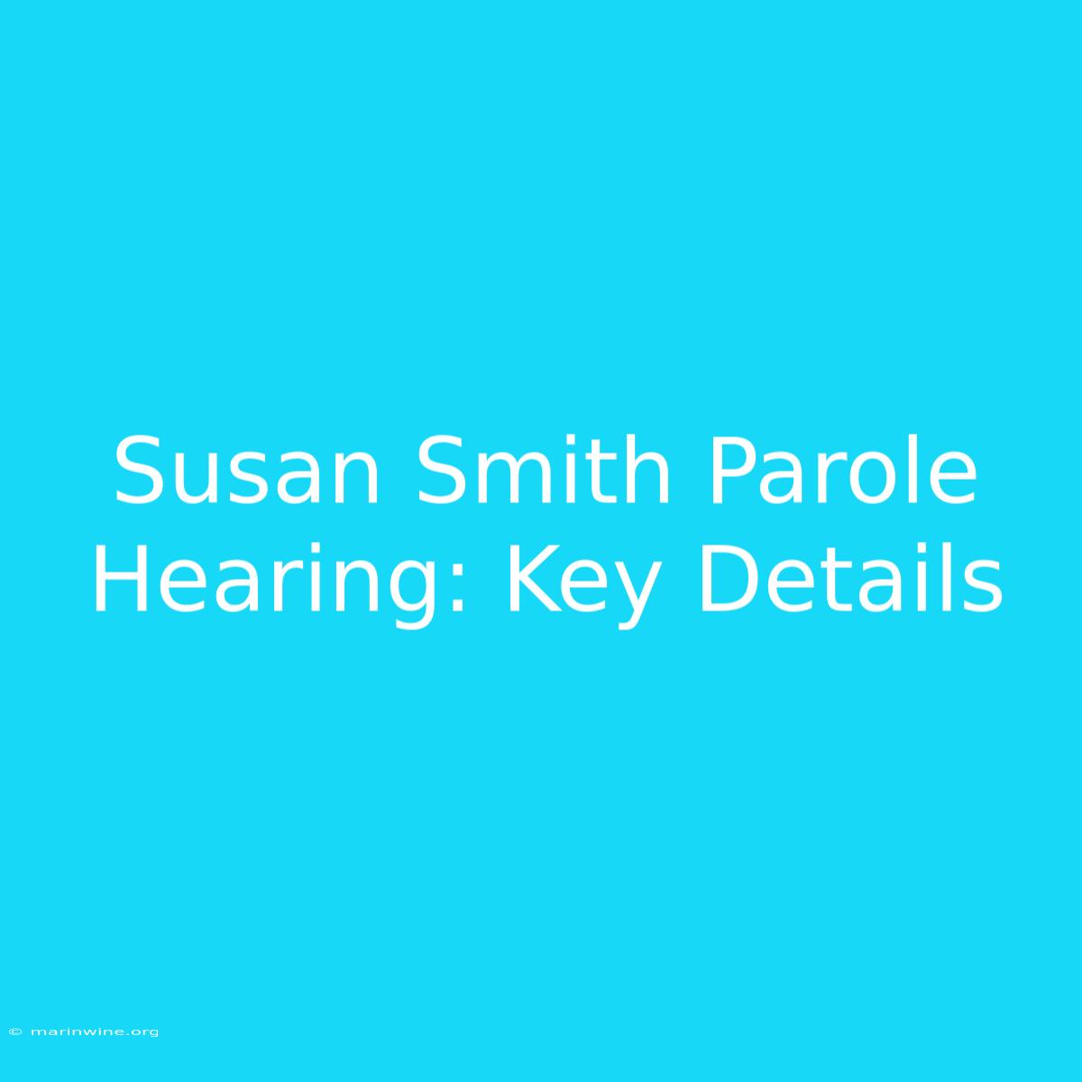 Susan Smith Parole Hearing: Key Details