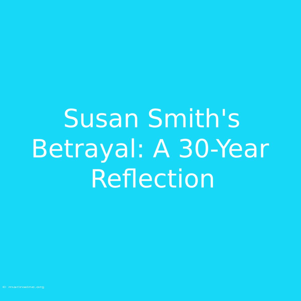 Susan Smith's Betrayal: A 30-Year Reflection