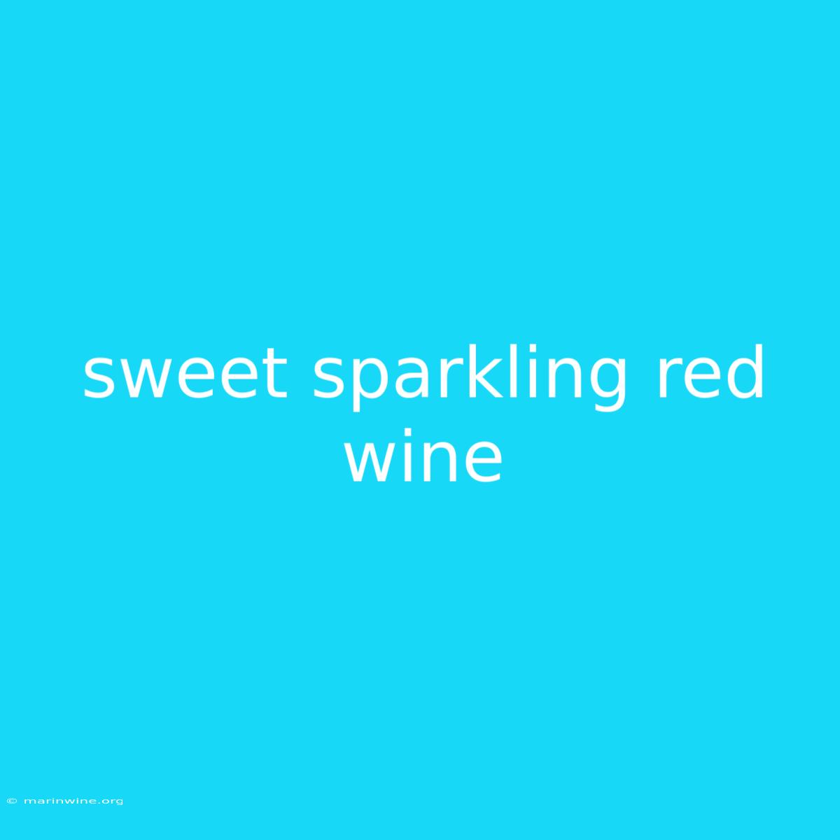 Sweet Sparkling Red Wine