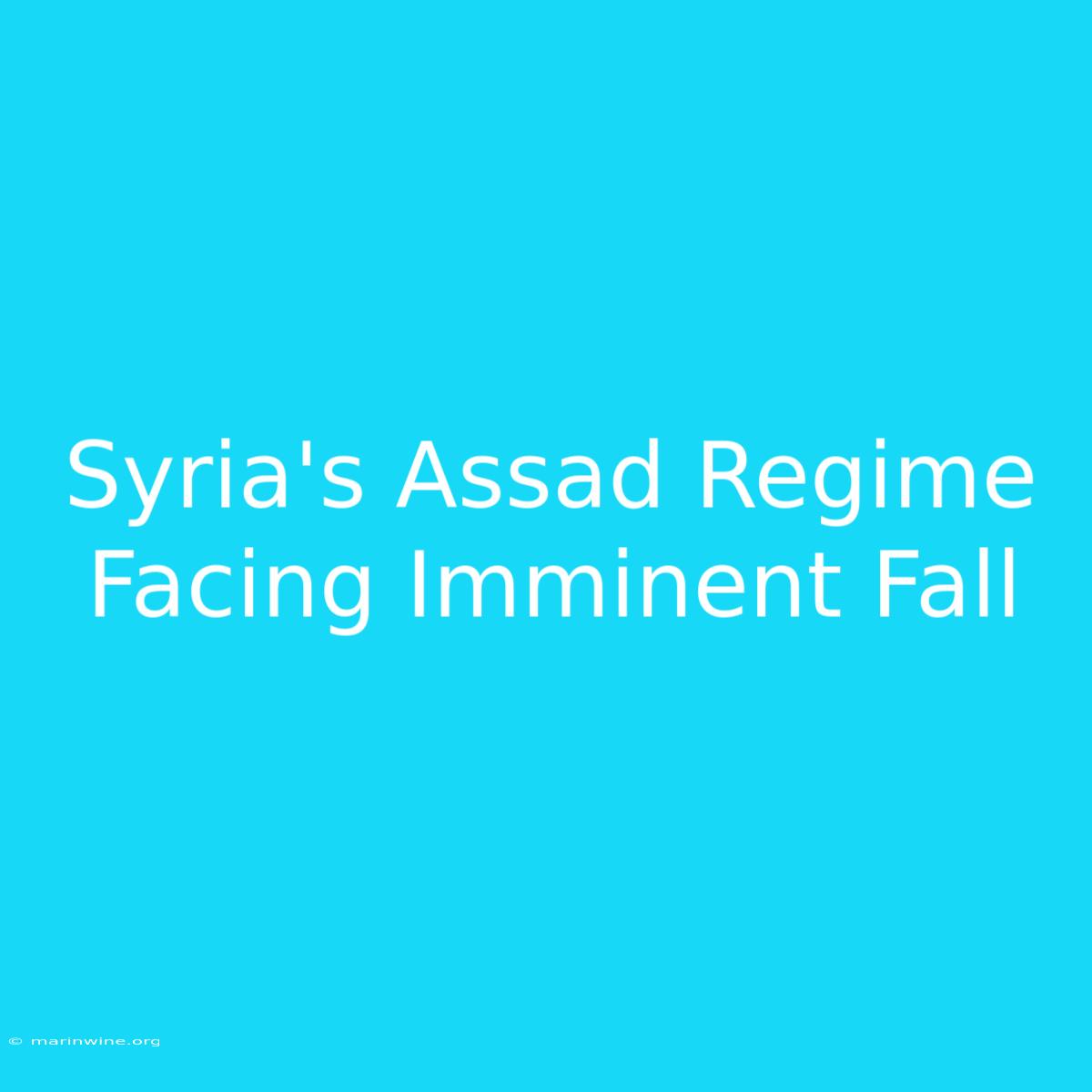 Syria's Assad Regime Facing Imminent Fall