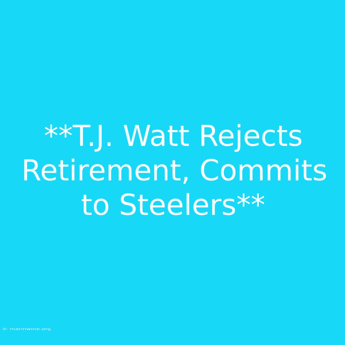 **T.J. Watt Rejects Retirement, Commits To Steelers**