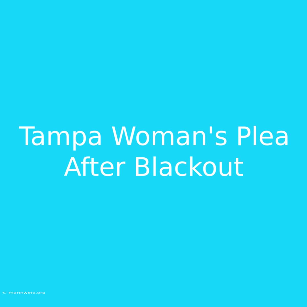 Tampa Woman's Plea After Blackout