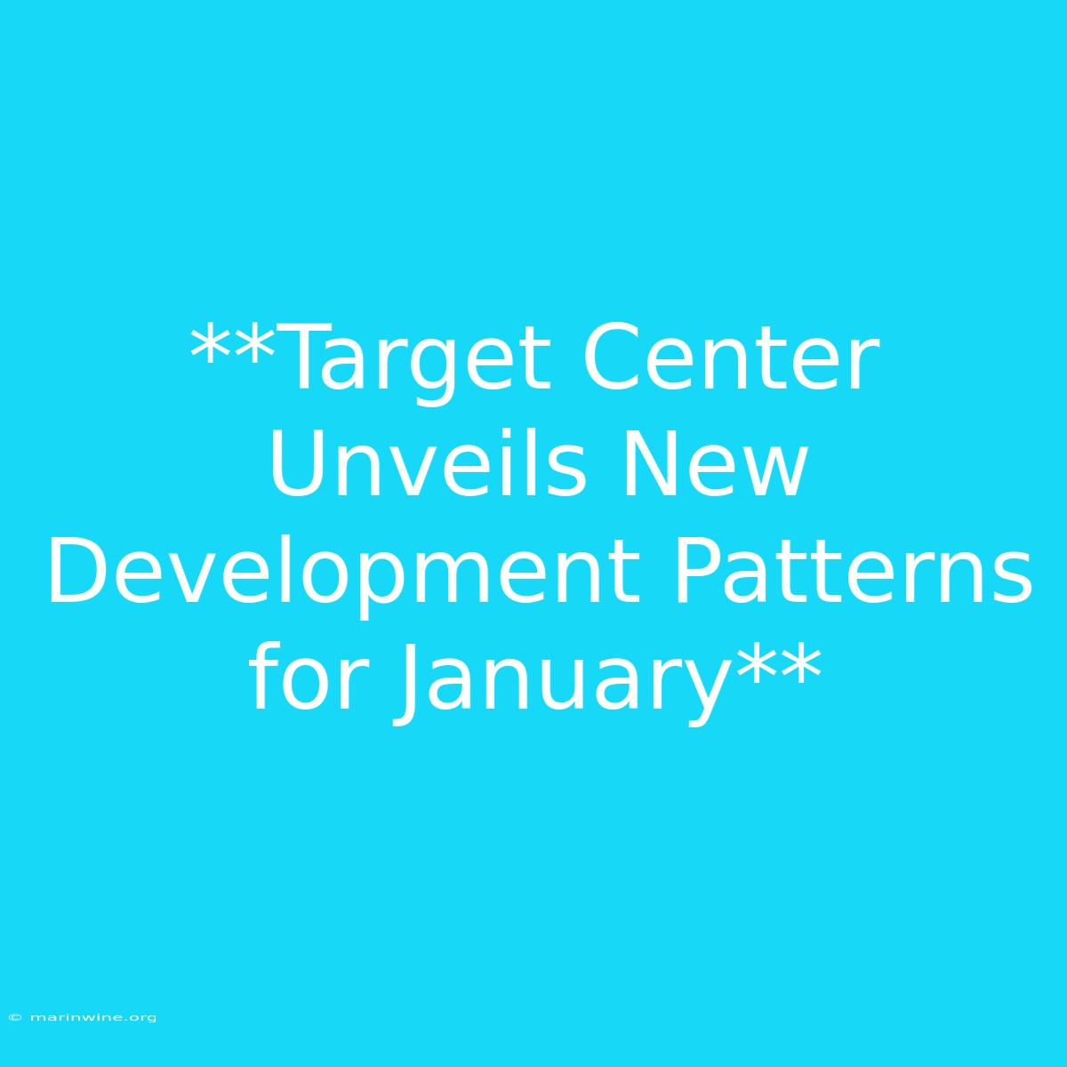 **Target Center Unveils New Development Patterns For January**