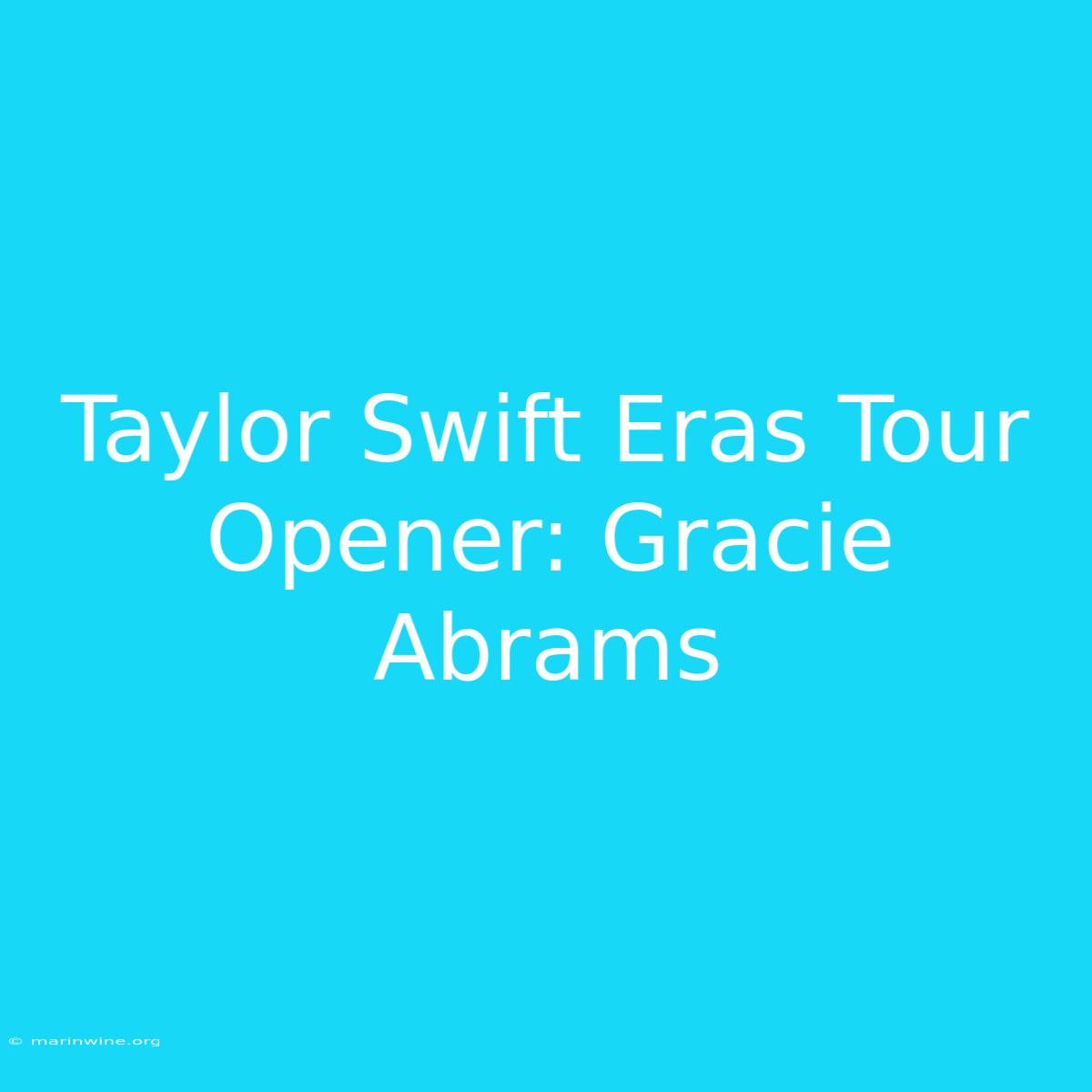 Taylor Swift Eras Tour Opener: Gracie Abrams