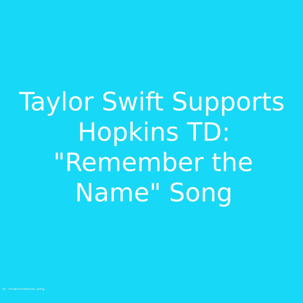 Taylor Swift Supports Hopkins TD: 