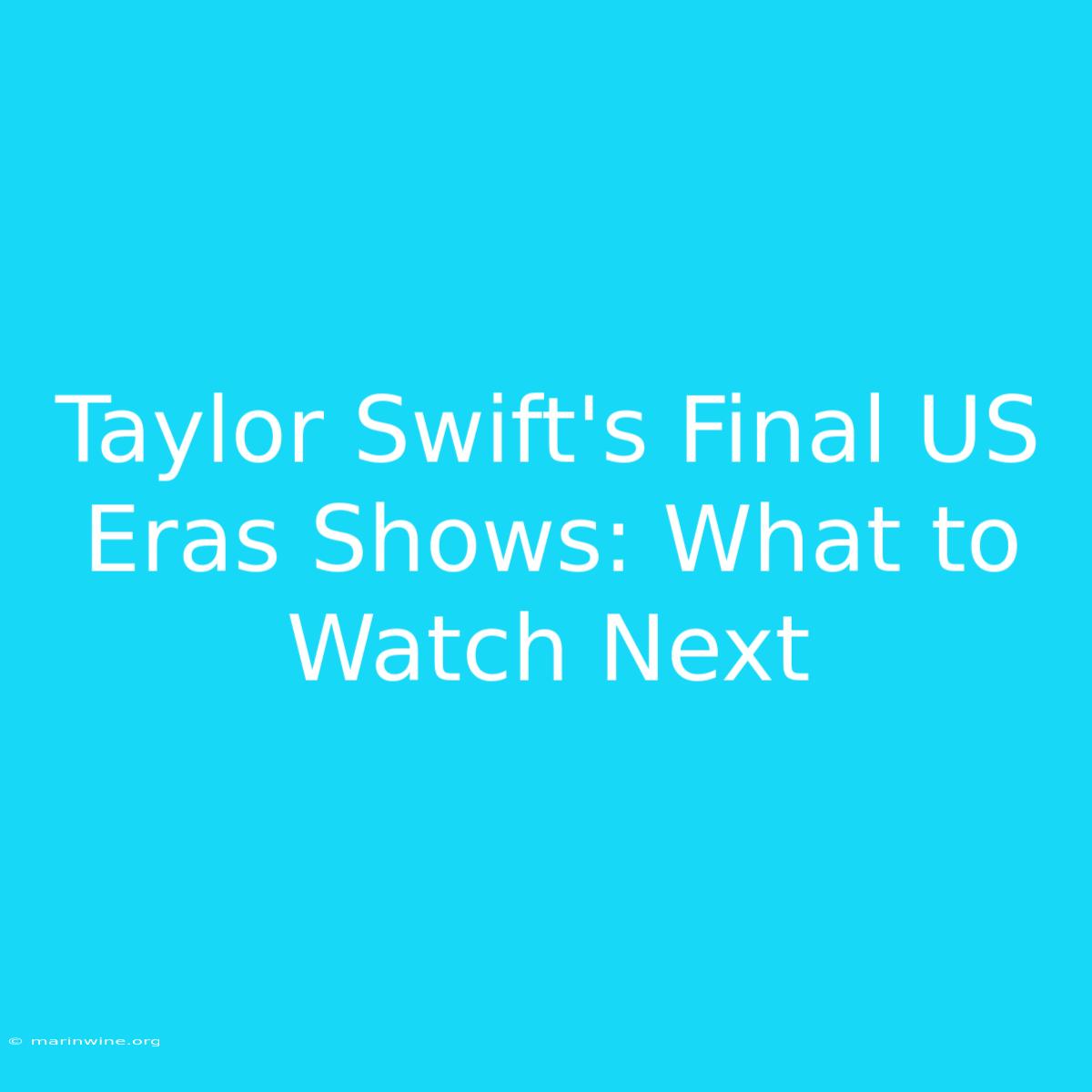 Taylor Swift's Final US Eras Shows: What To Watch Next 