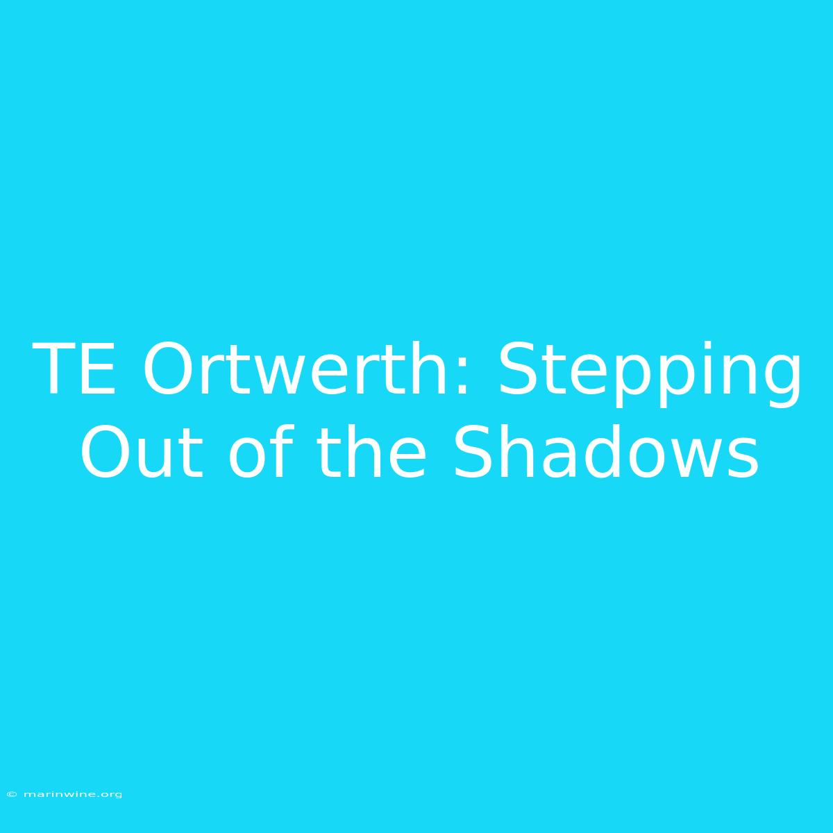 TE Ortwerth: Stepping Out Of The Shadows