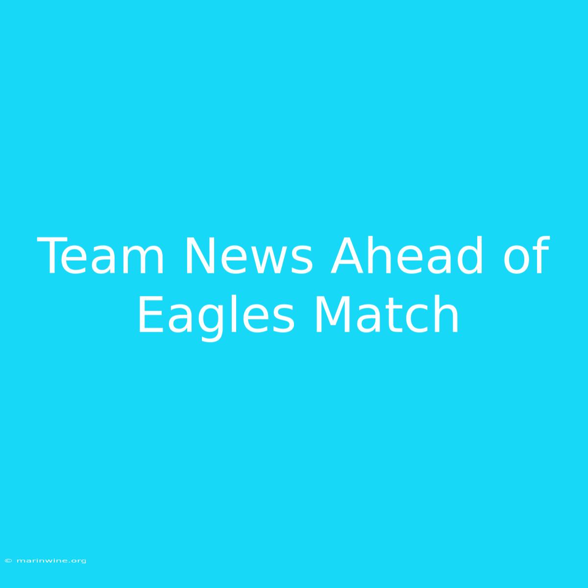 Team News Ahead Of Eagles Match