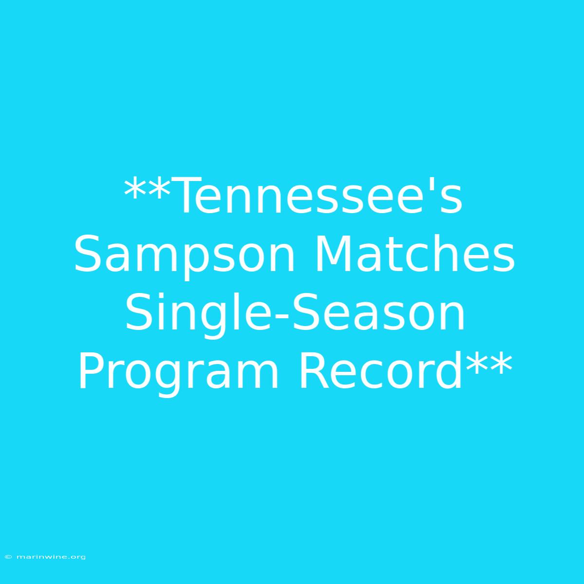 **Tennessee's Sampson Matches Single-Season Program Record**