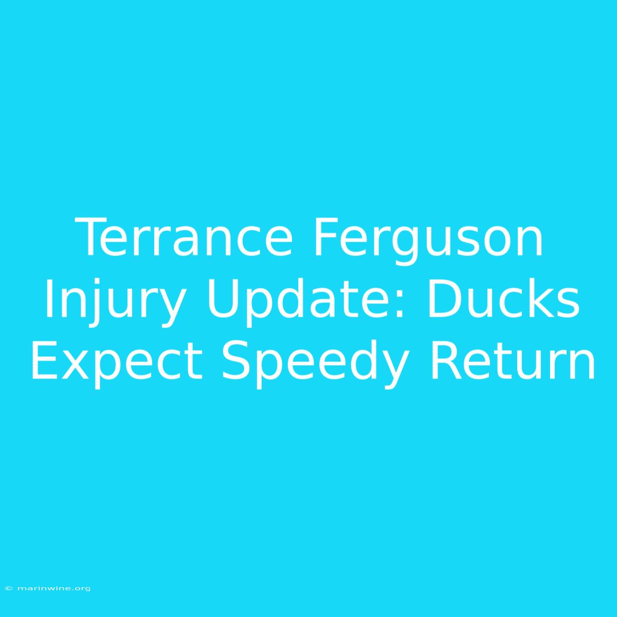 Terrance Ferguson Injury Update: Ducks Expect Speedy Return