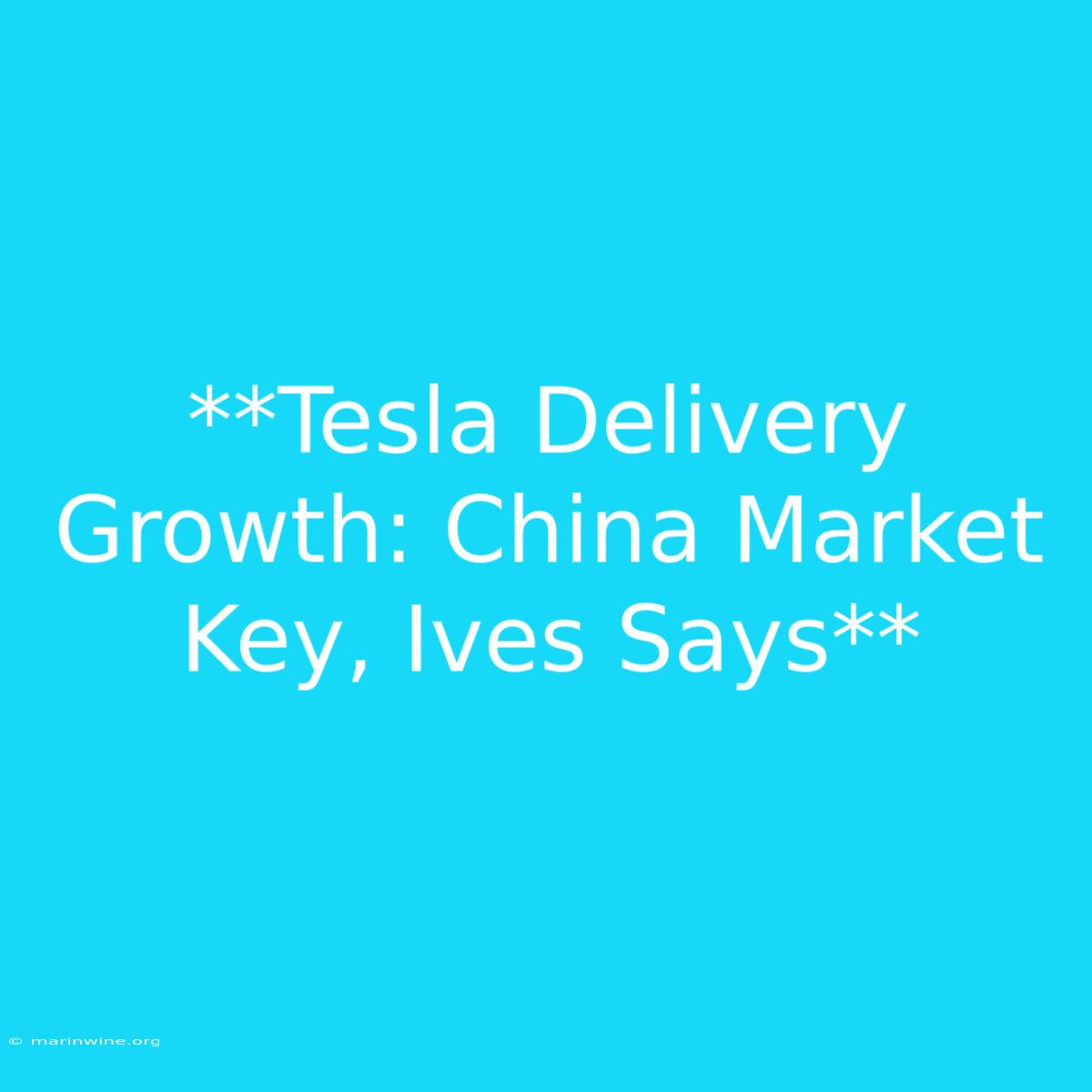 **Tesla Delivery Growth: China Market Key, Ives Says**