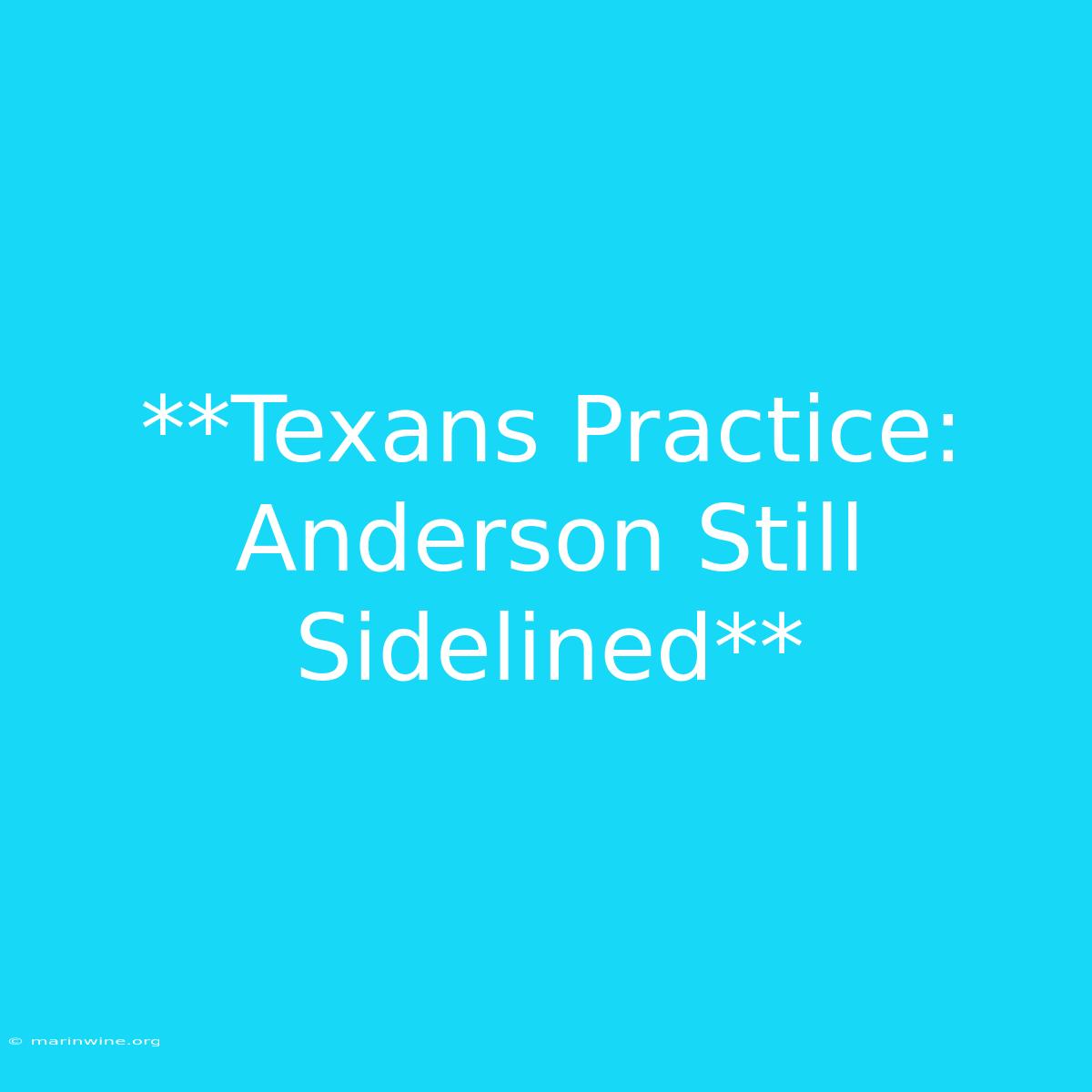 **Texans Practice: Anderson Still Sidelined** 