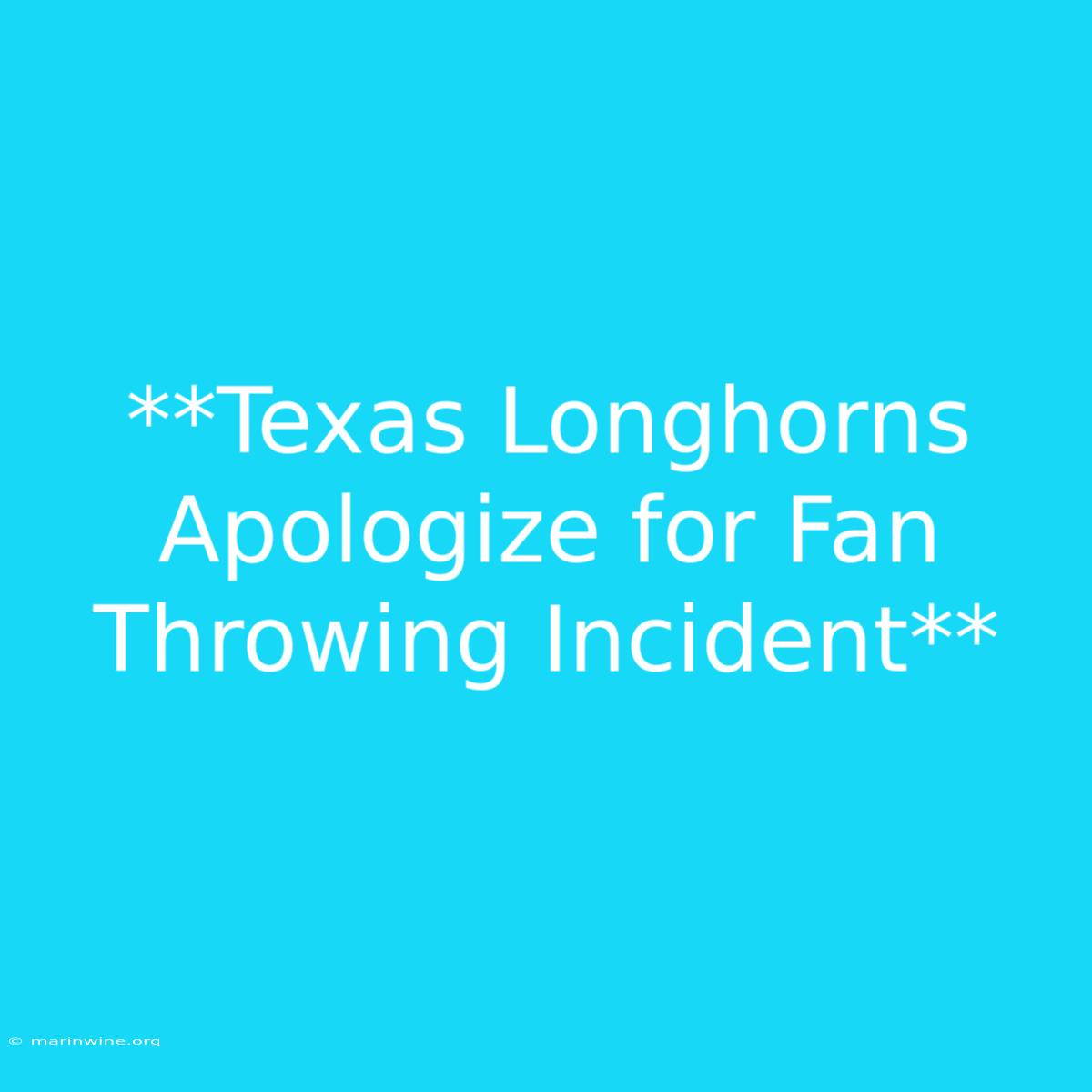 **Texas Longhorns Apologize For Fan Throwing Incident**