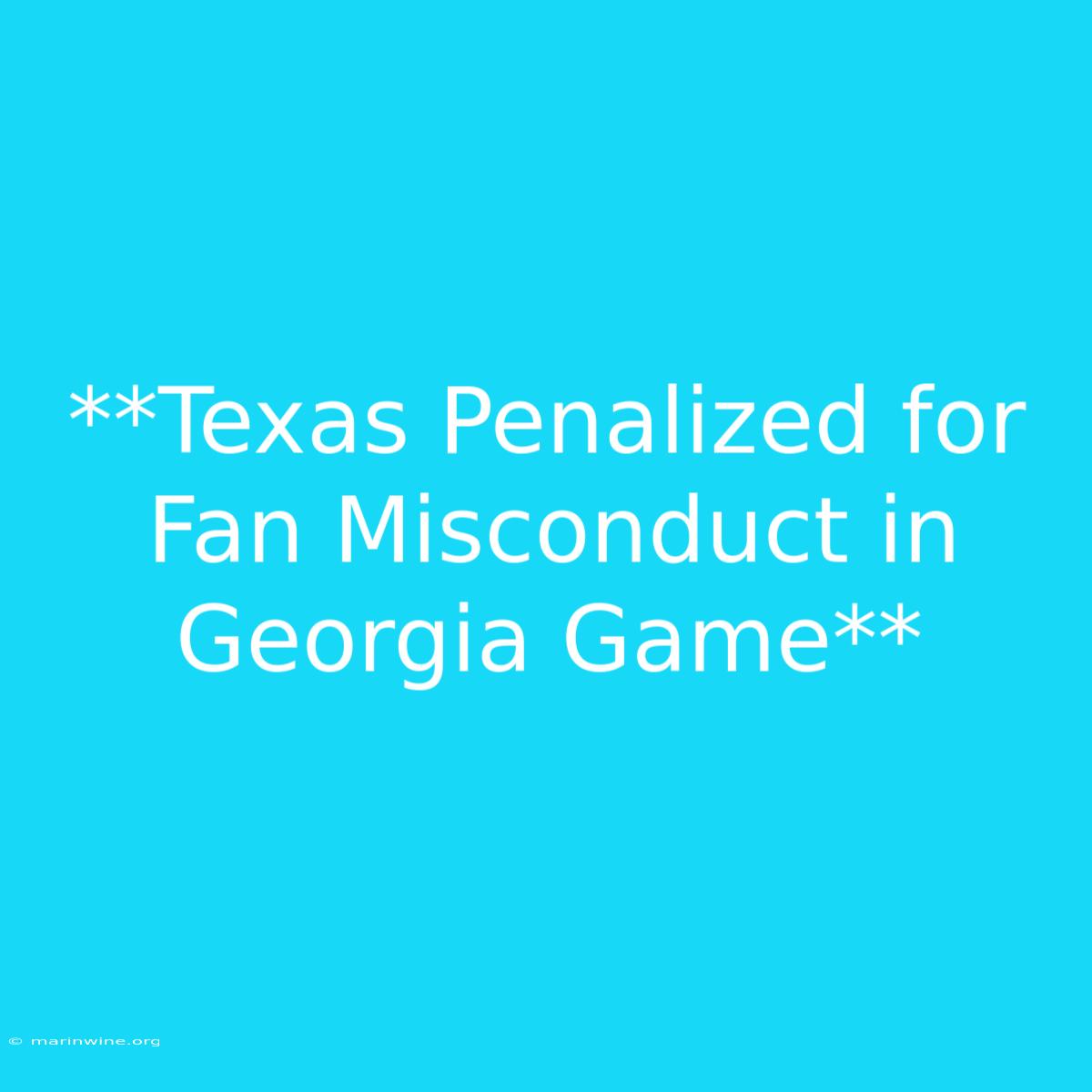 **Texas Penalized For Fan Misconduct In Georgia Game** 