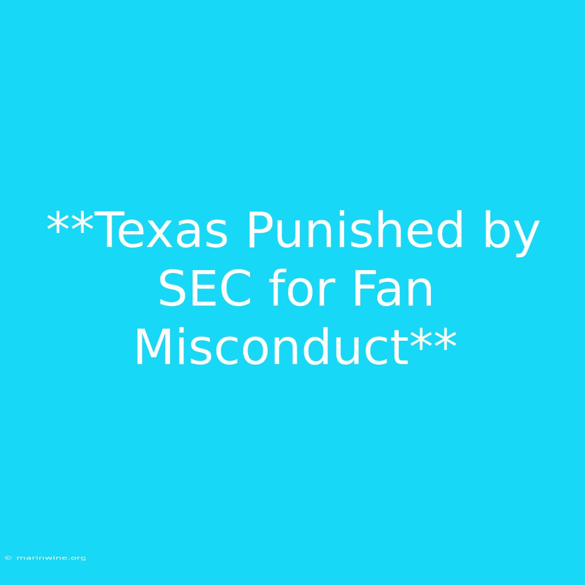 **Texas Punished By SEC For Fan Misconduct**