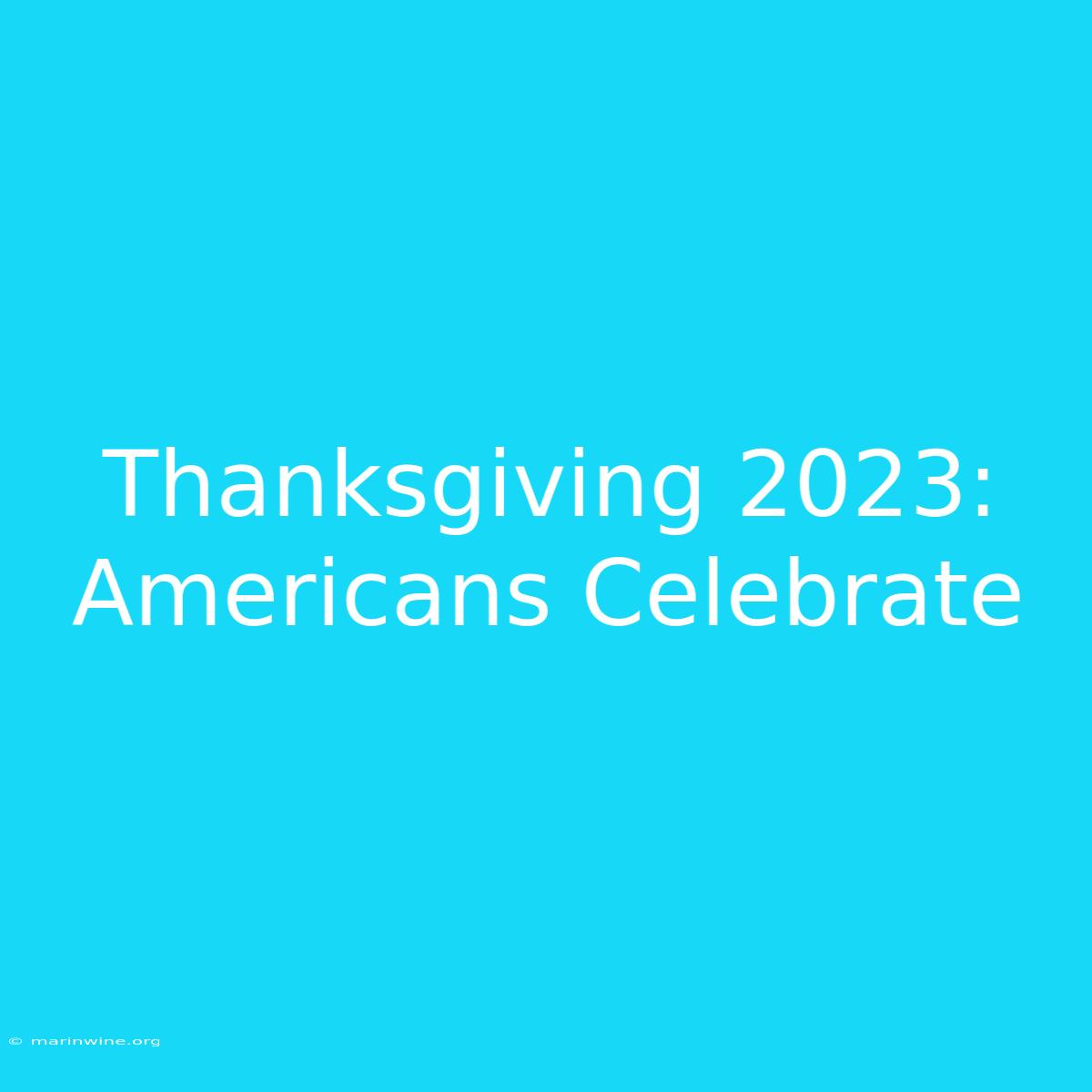 Thanksgiving 2023: Americans Celebrate