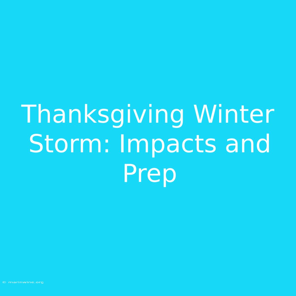 Thanksgiving Winter Storm: Impacts And Prep