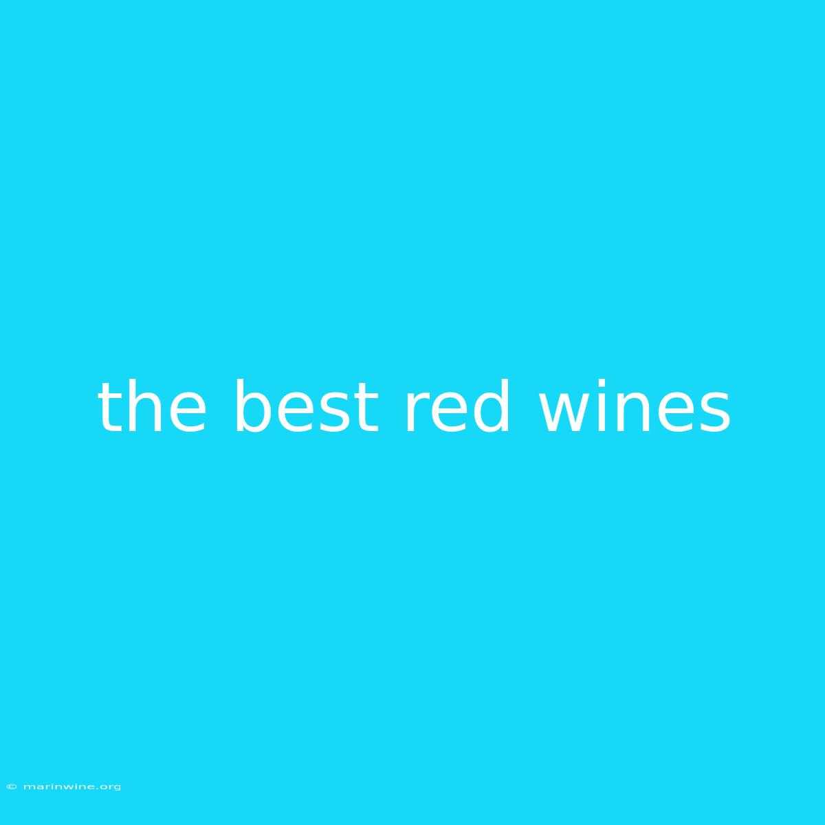 The Best Red Wines