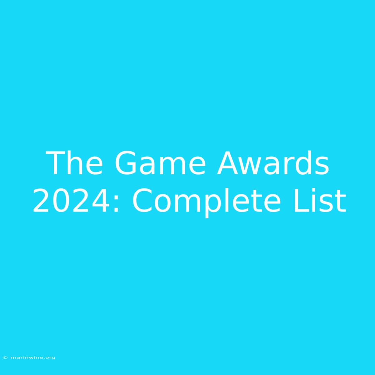 The Game Awards 2024: Complete List