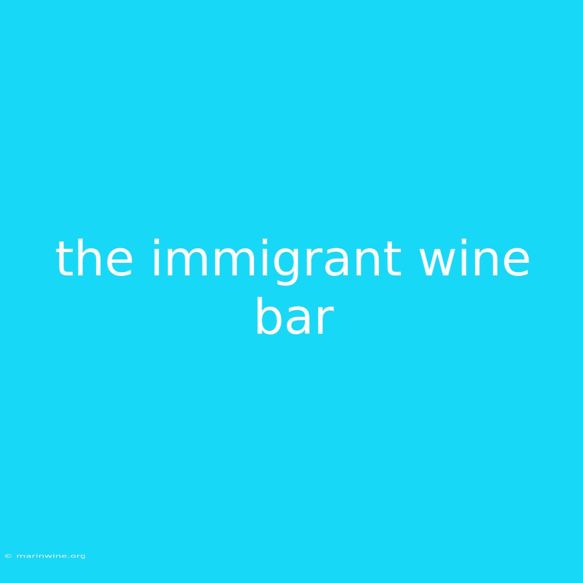 The Immigrant Wine Bar