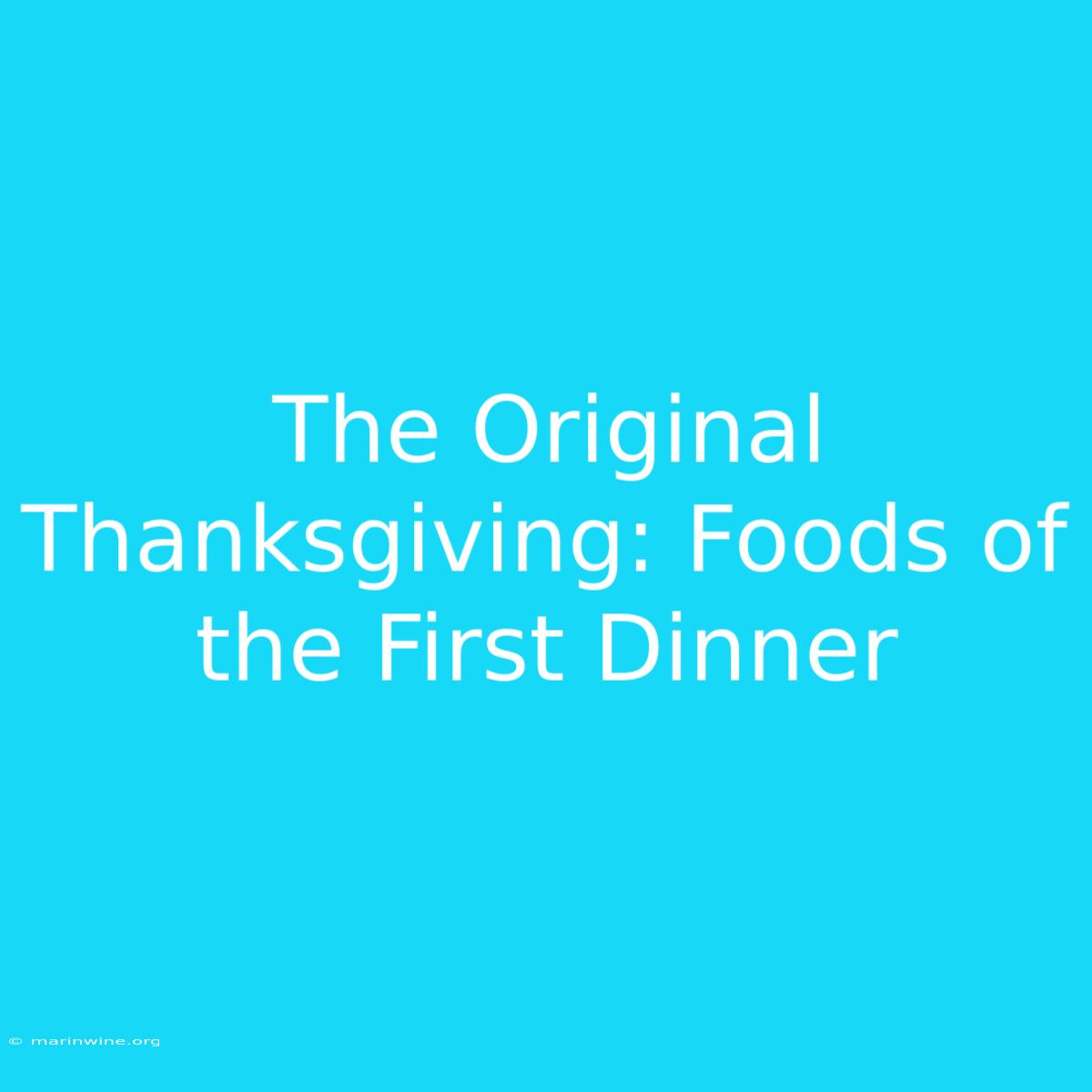 The Original Thanksgiving: Foods Of The First Dinner