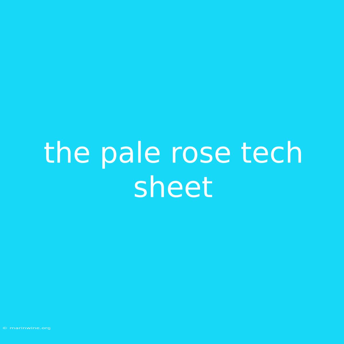 The Pale Rose Tech Sheet