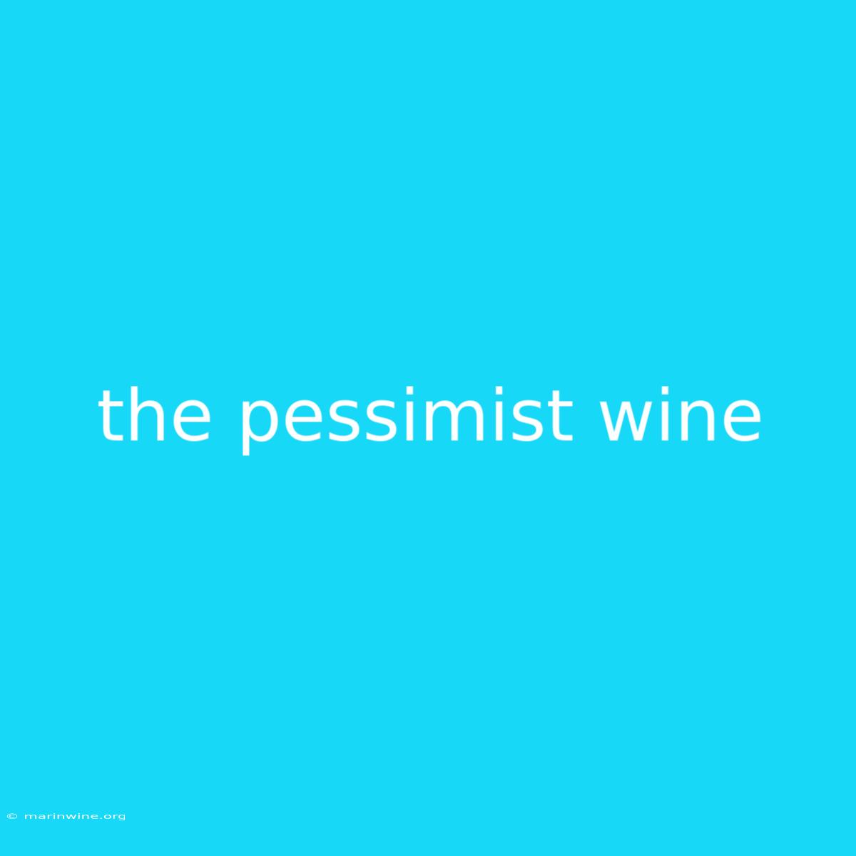 The Pessimist Wine