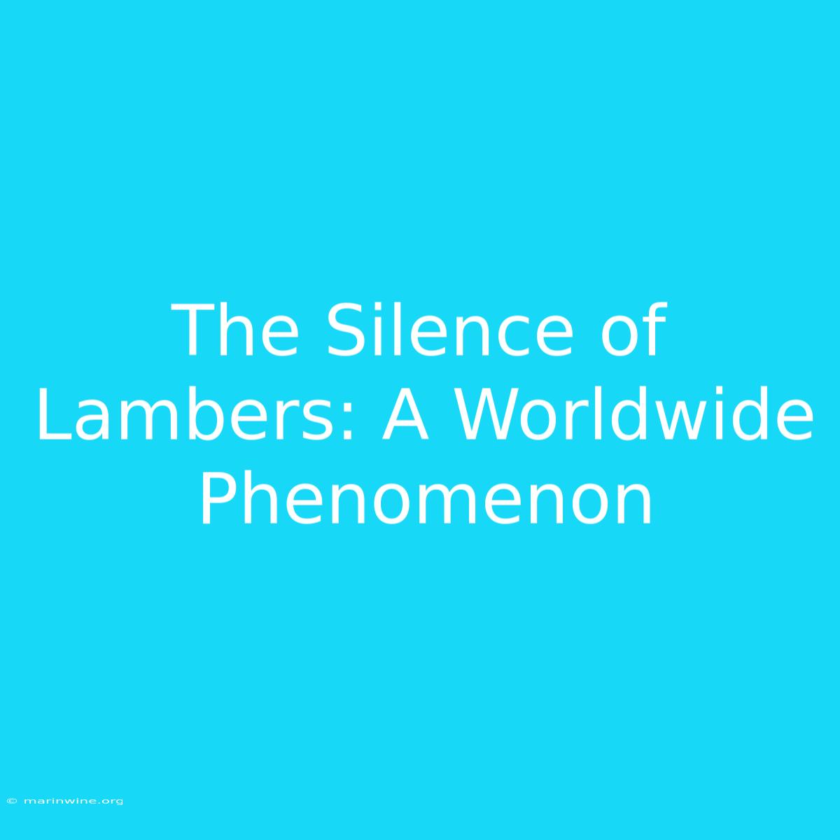 The Silence Of Lambers: A Worldwide Phenomenon 