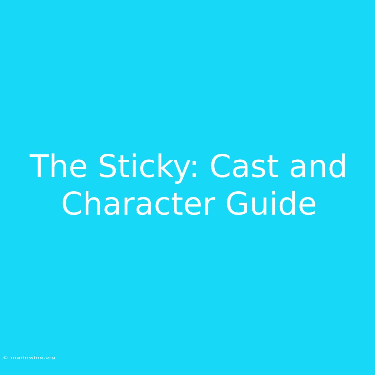 The Sticky: Cast And Character Guide