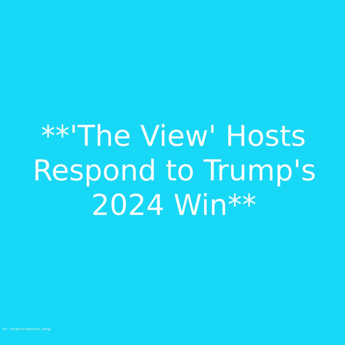 **'The View' Hosts Respond To Trump's 2024 Win**