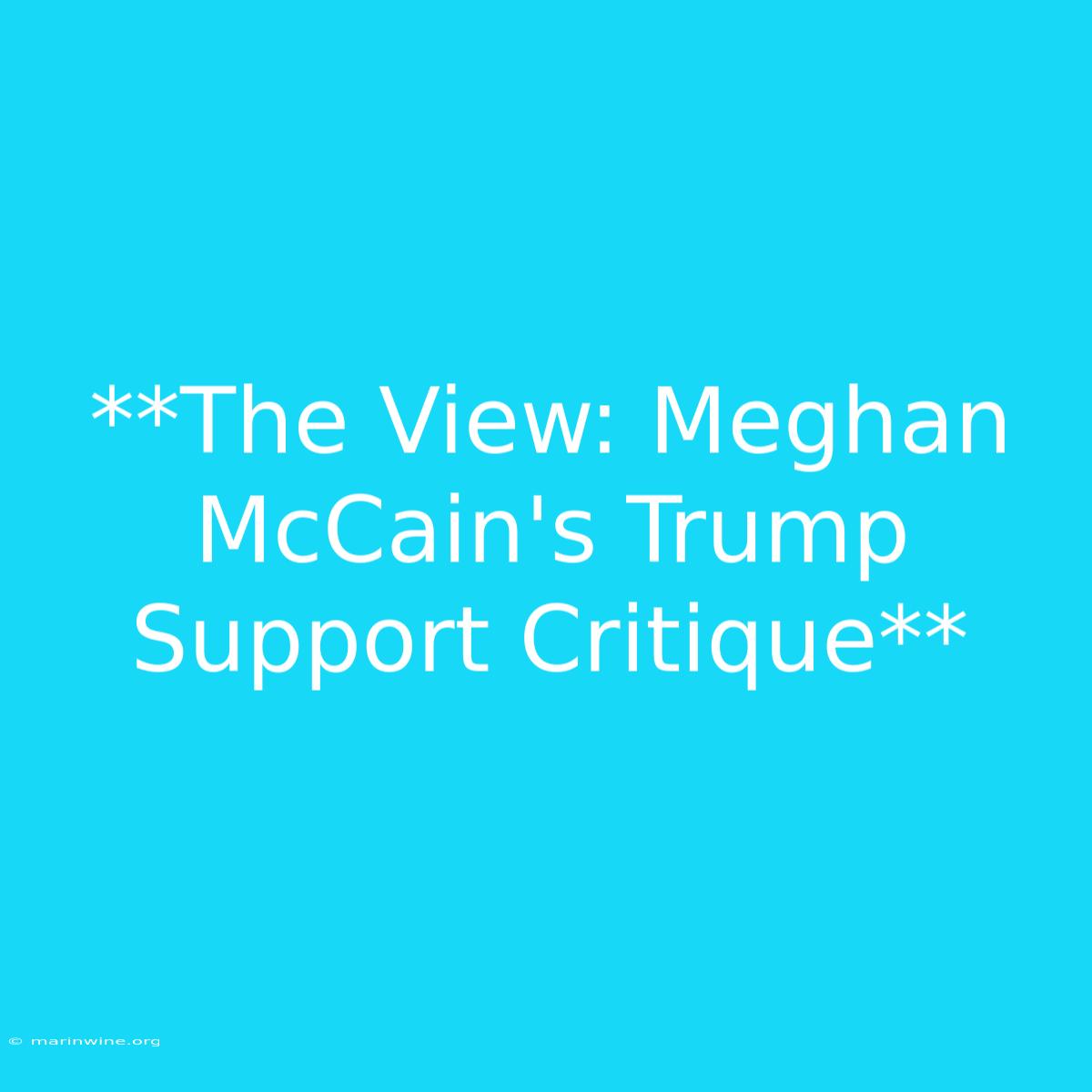 **The View: Meghan McCain's Trump Support Critique** 