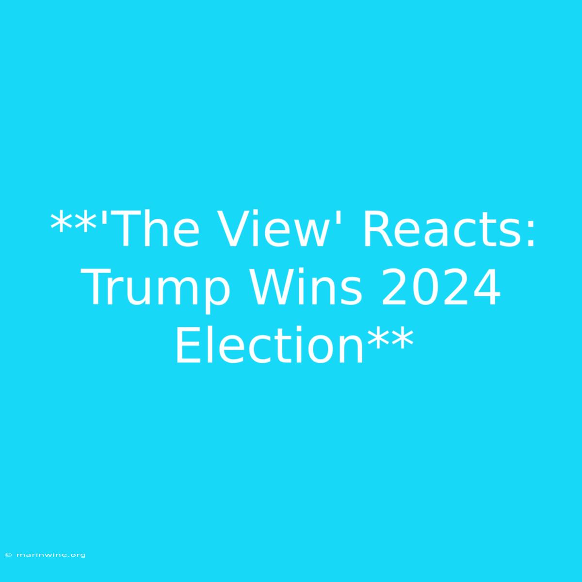 **'The View' Reacts: Trump Wins 2024 Election** 