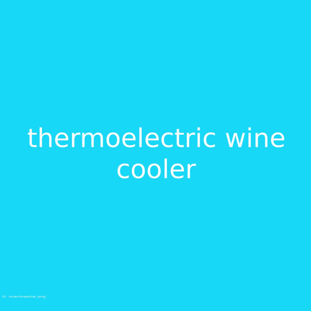 Thermoelectric Wine Cooler