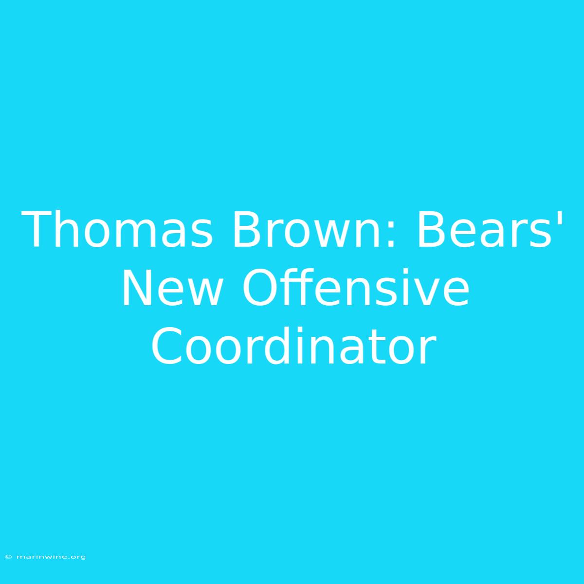 Thomas Brown: Bears' New Offensive Coordinator