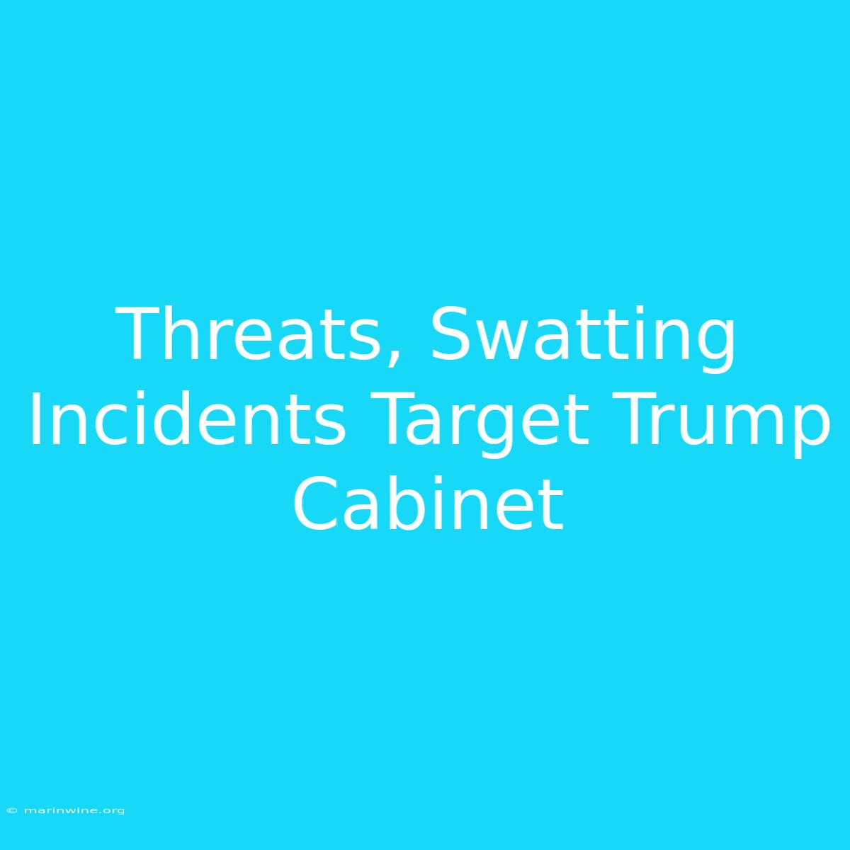 Threats, Swatting Incidents Target Trump Cabinet