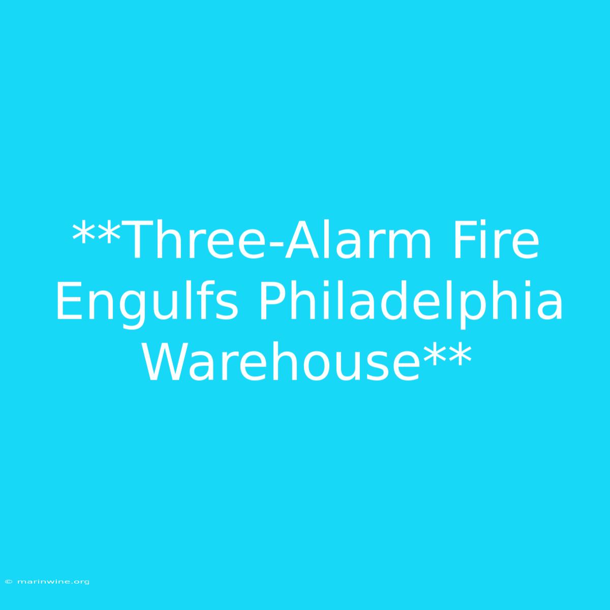 **Three-Alarm Fire Engulfs Philadelphia Warehouse** 