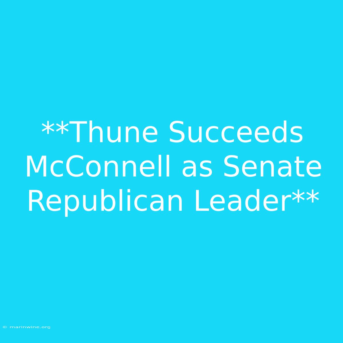 **Thune Succeeds McConnell As Senate Republican Leader** 