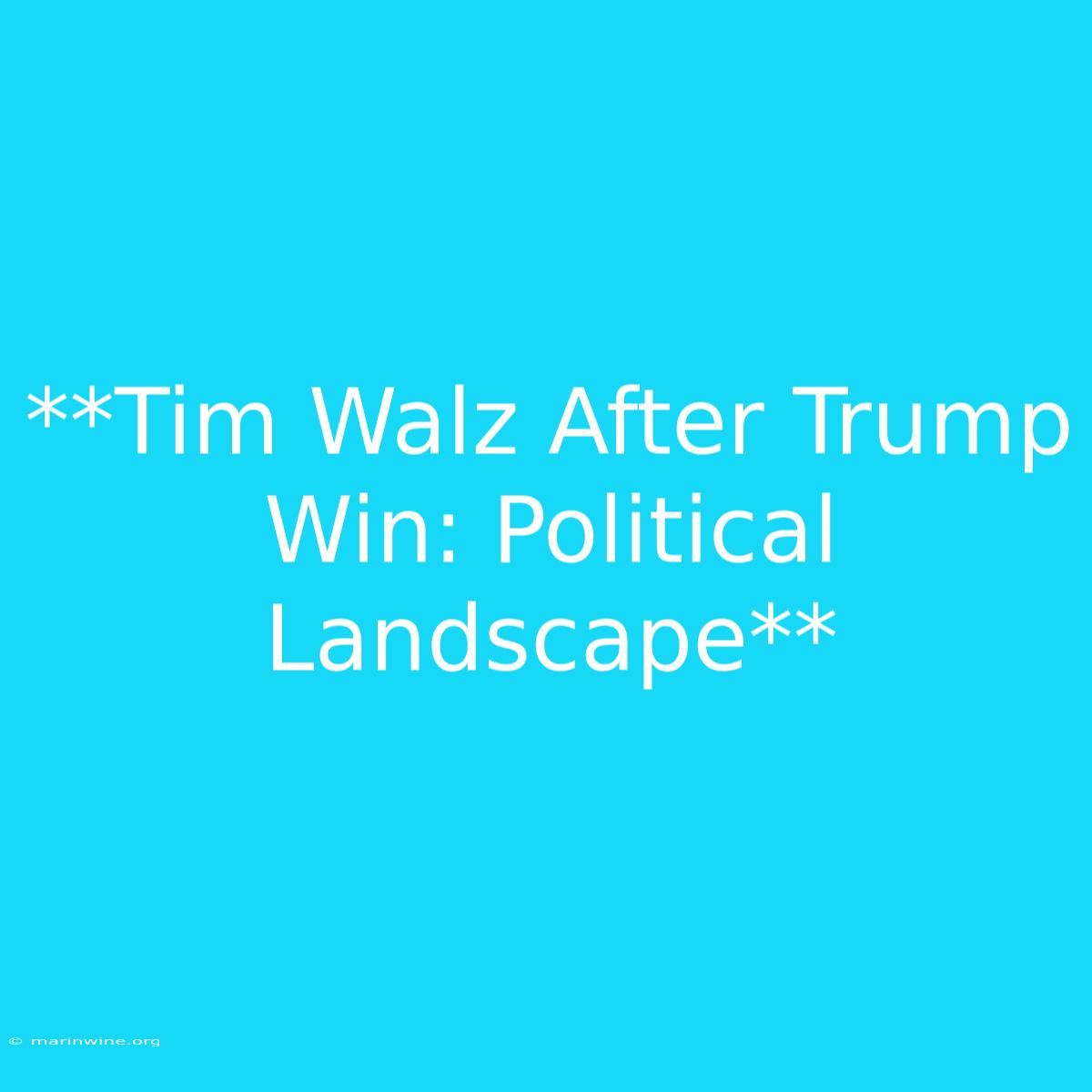 **Tim Walz After Trump Win: Political Landscape**