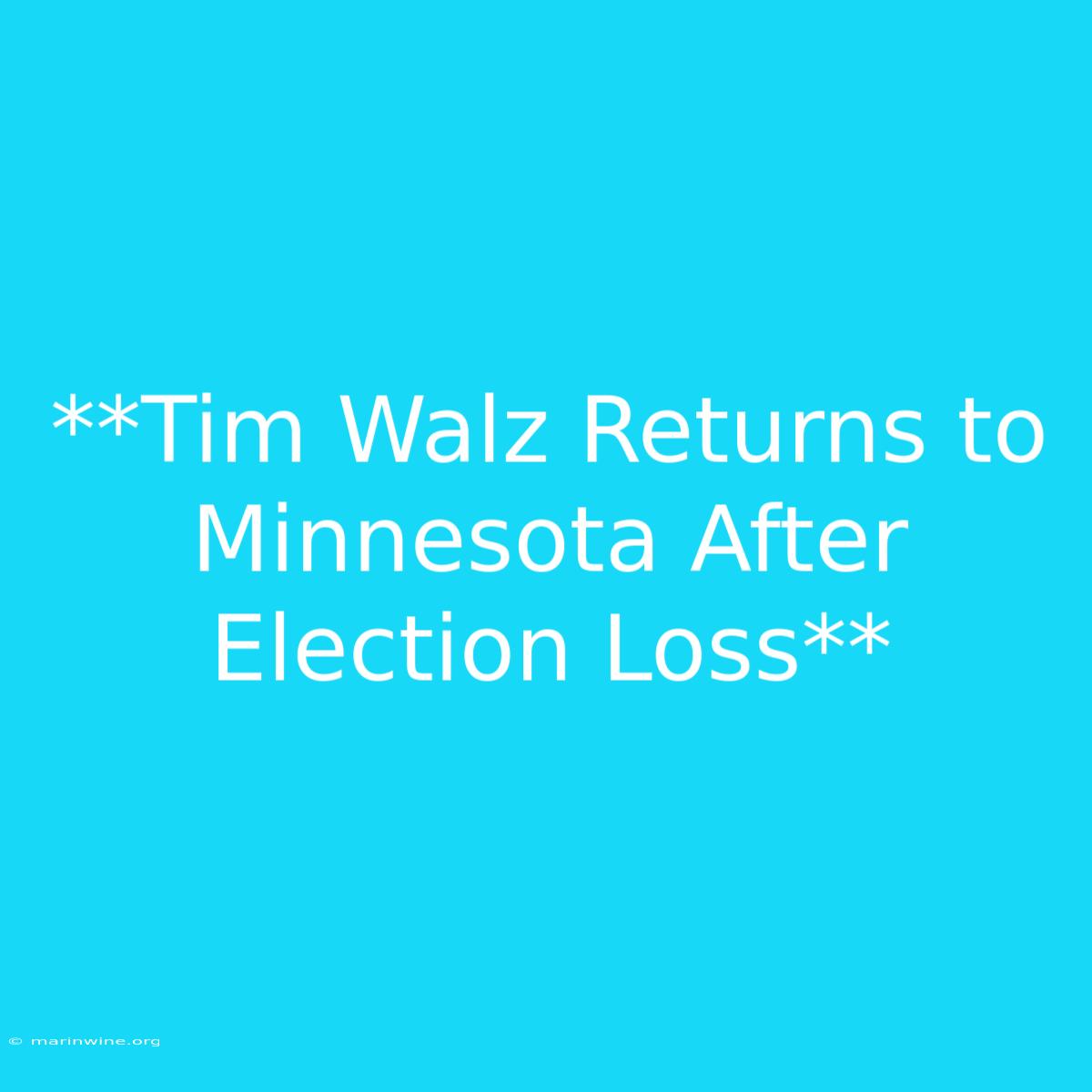 **Tim Walz Returns To Minnesota After Election Loss** 