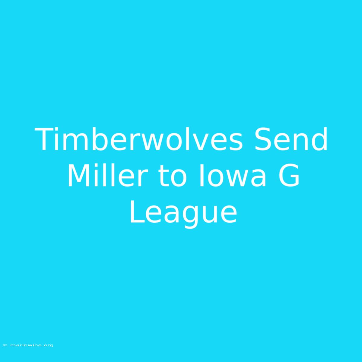 Timberwolves Send Miller To Iowa G League