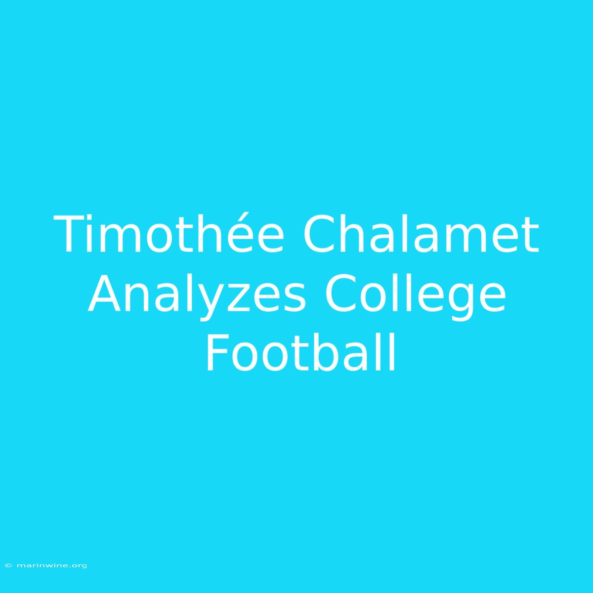 Timothée Chalamet Analyzes College Football