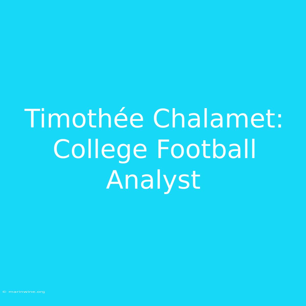 Timothée Chalamet: College Football Analyst