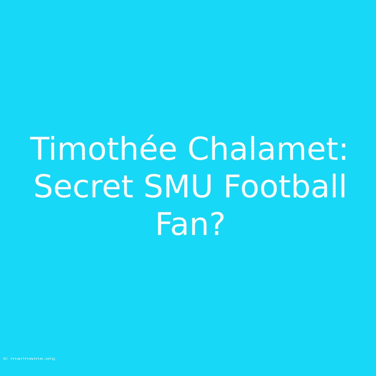 Timothée Chalamet: Secret SMU Football Fan?