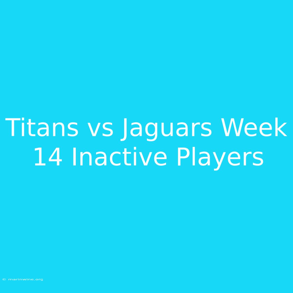 Titans Vs Jaguars Week 14 Inactive Players