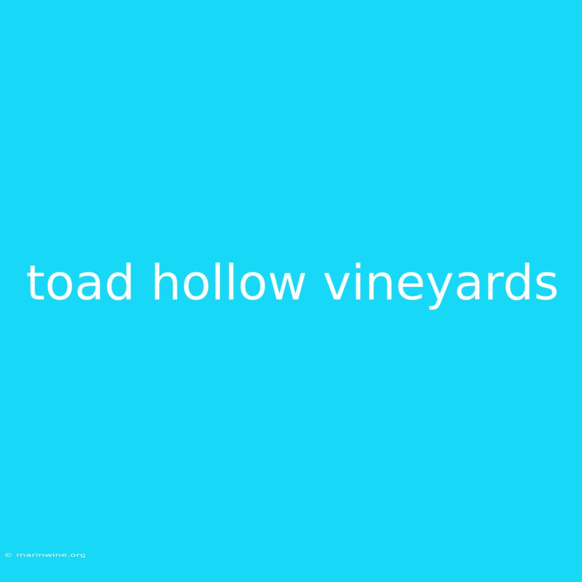 Toad Hollow Vineyards