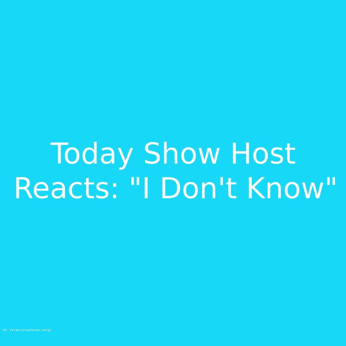 Today Show Host Reacts: 