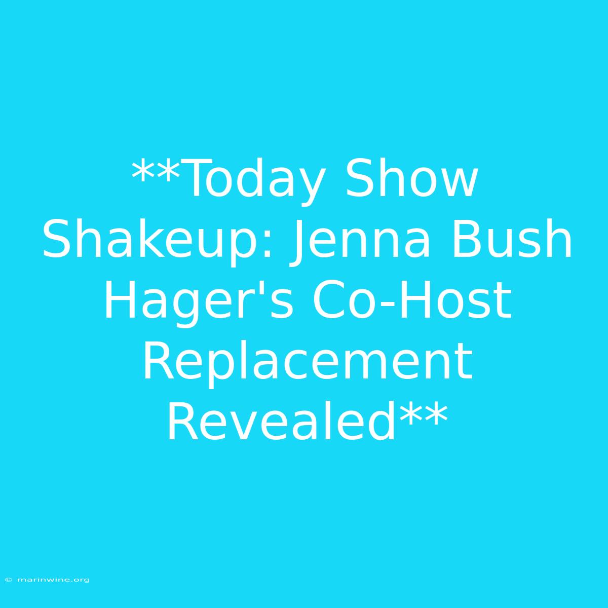 **Today Show Shakeup: Jenna Bush Hager's Co-Host Replacement Revealed** 