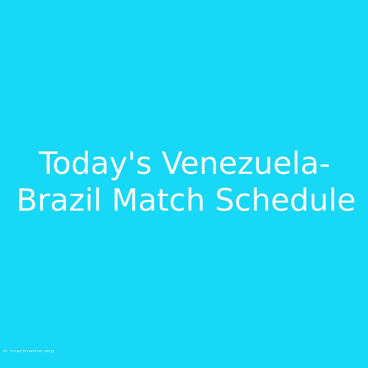 Today's Venezuela-Brazil Match Schedule