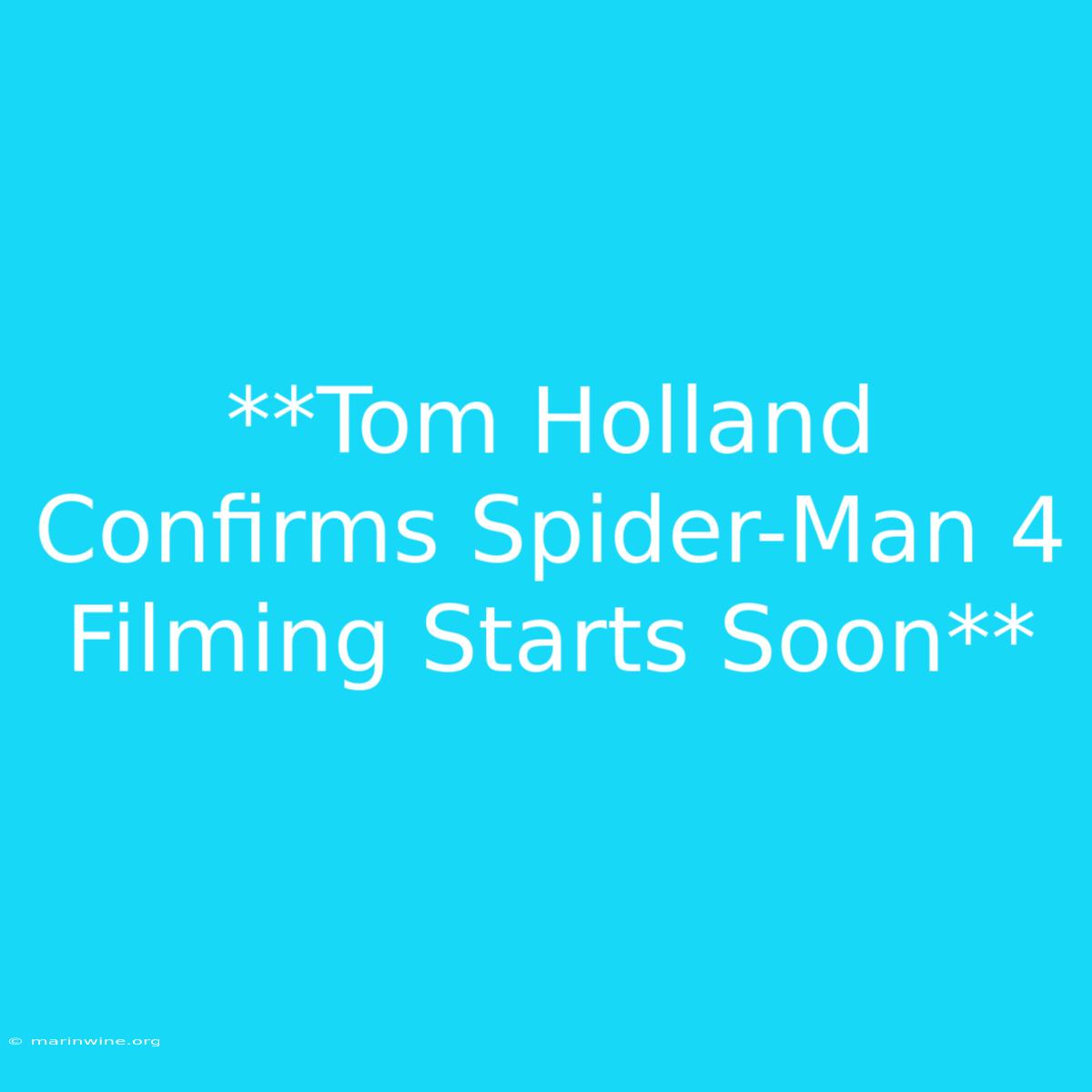 **Tom Holland Confirms Spider-Man 4 Filming Starts Soon**